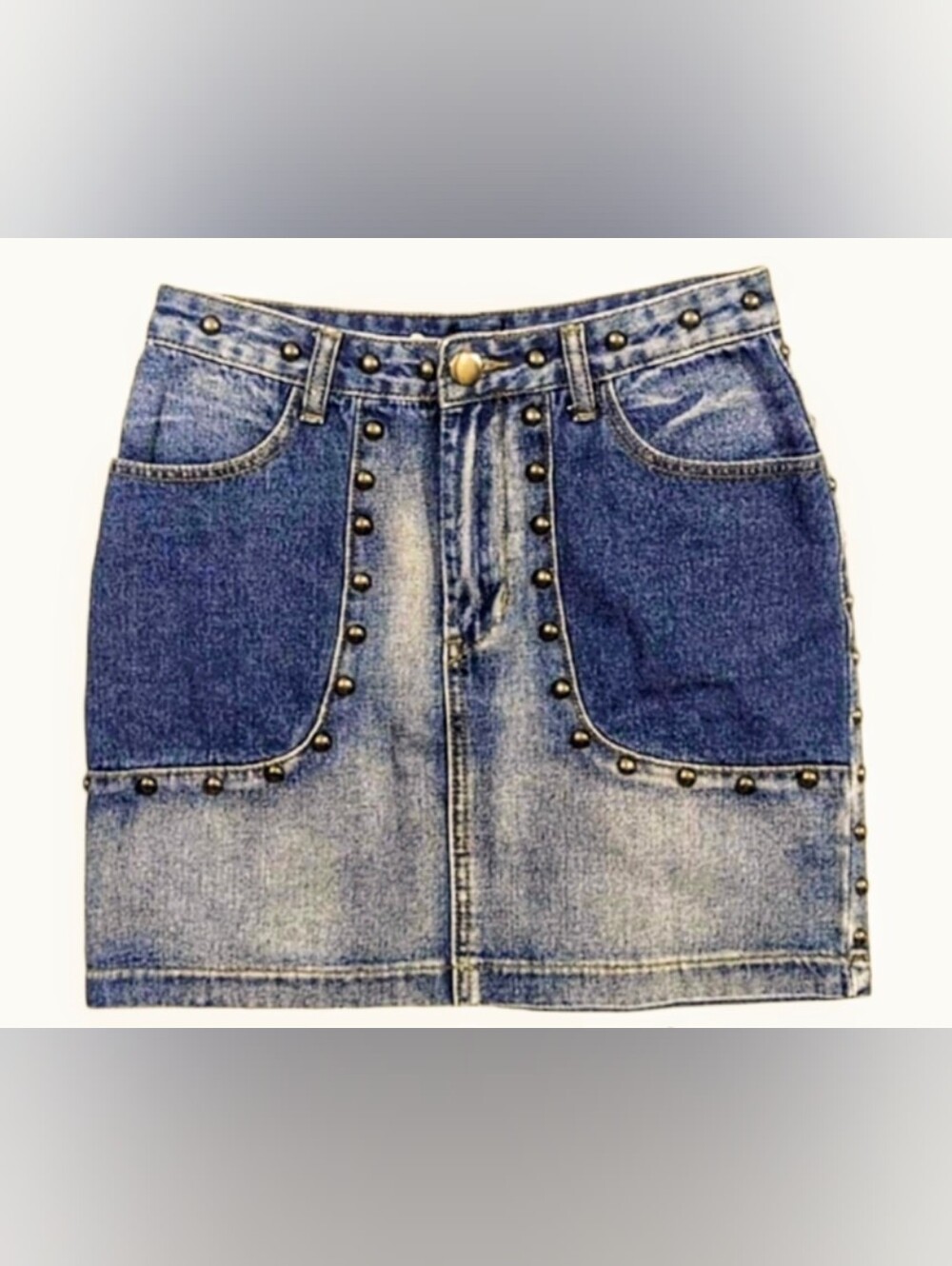Nasty Gal Two Tone Studded Denim Mini Skirt Size 4